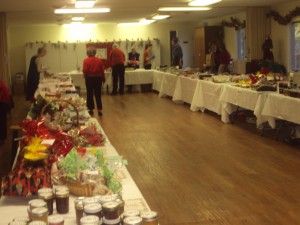 Last minute preparations in the Parish Hall