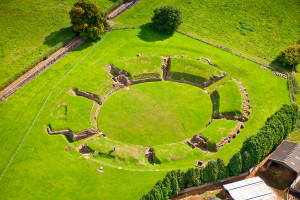 Aerial view of Caerleon's Roman amphitheatre