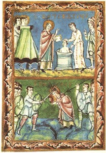 St Boniface baptising and being Martyred
