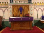 Lenten Altar with wooden candlesticks