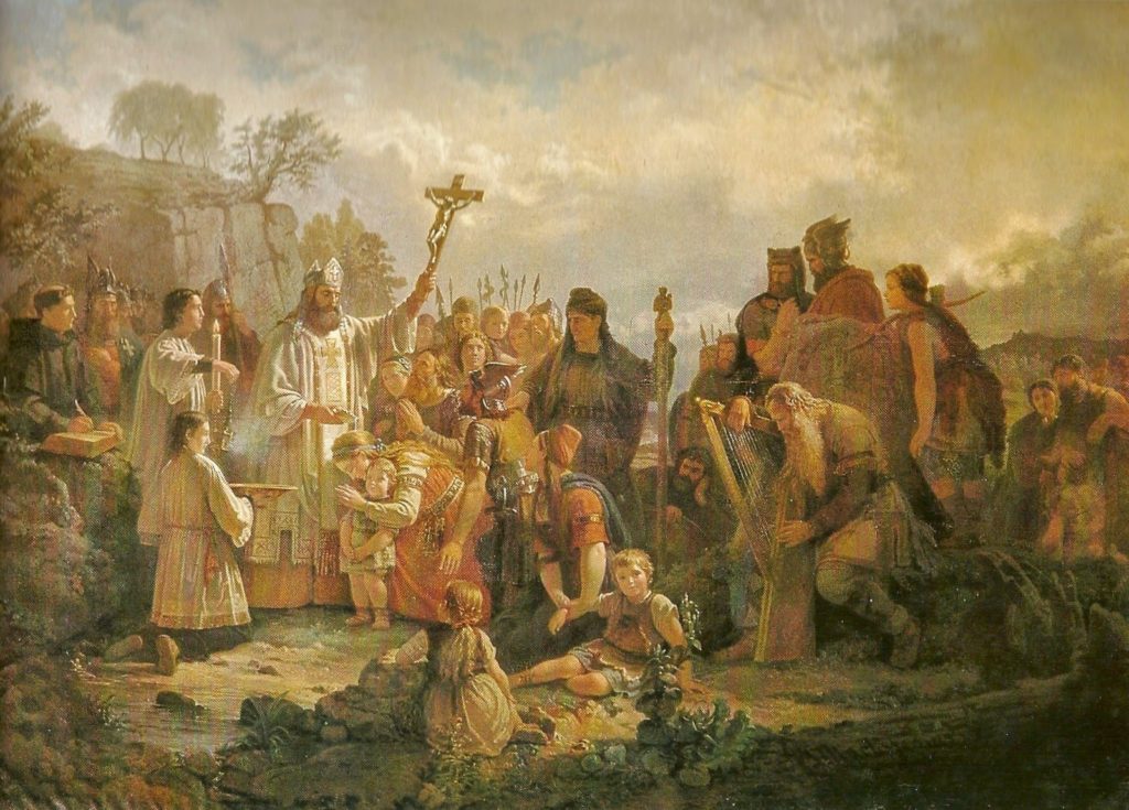 St Sigfrid baptizes the heathen (also called St Sigfrid baptizes in Småland), by Johan Zacharias Blackstatius (1816–1898).