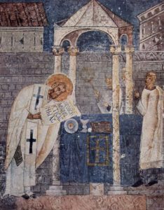 Fresco of Basil the Great in the cathedral of Ohrid